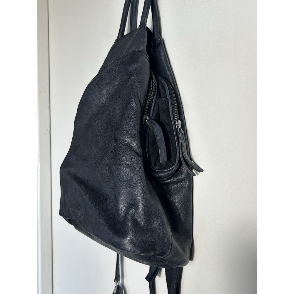 Free People Black Leather Backpack Satchel - Picture 4 of 16